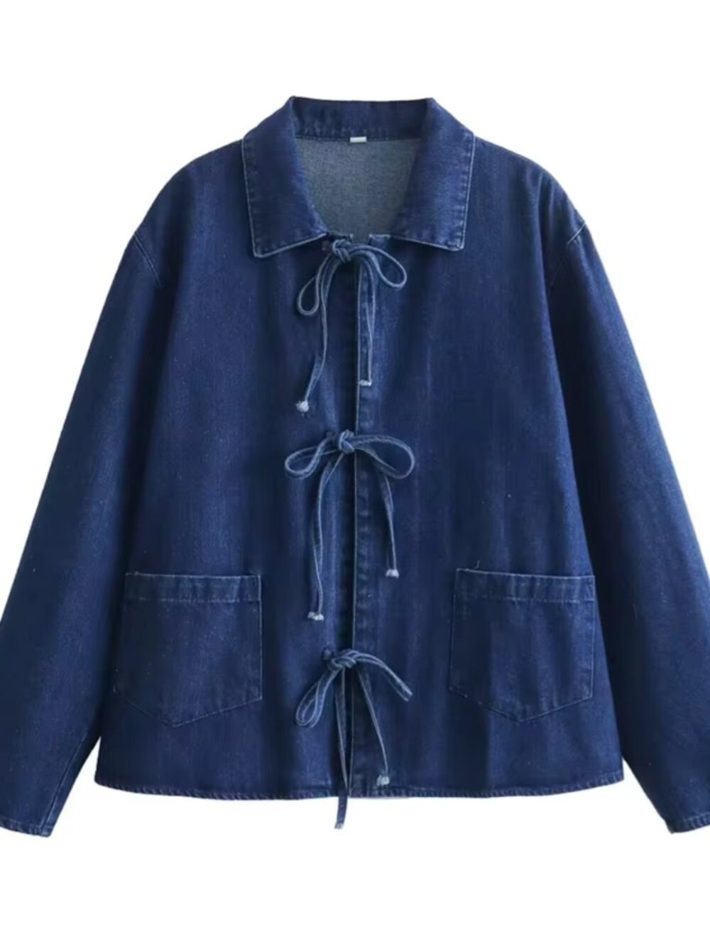 Denim Lace-Up Bow Jacket